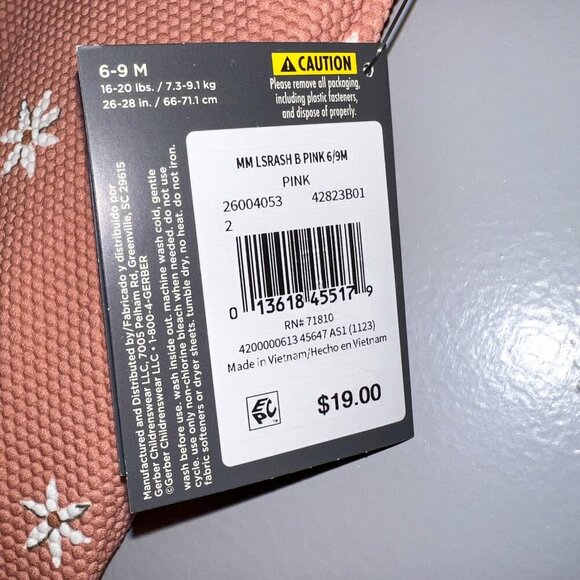 NWT Modern Moments by Gerber Baby Rash Guard Swimsuit Pink Floral Size 6-9M - Picture 7 of 8